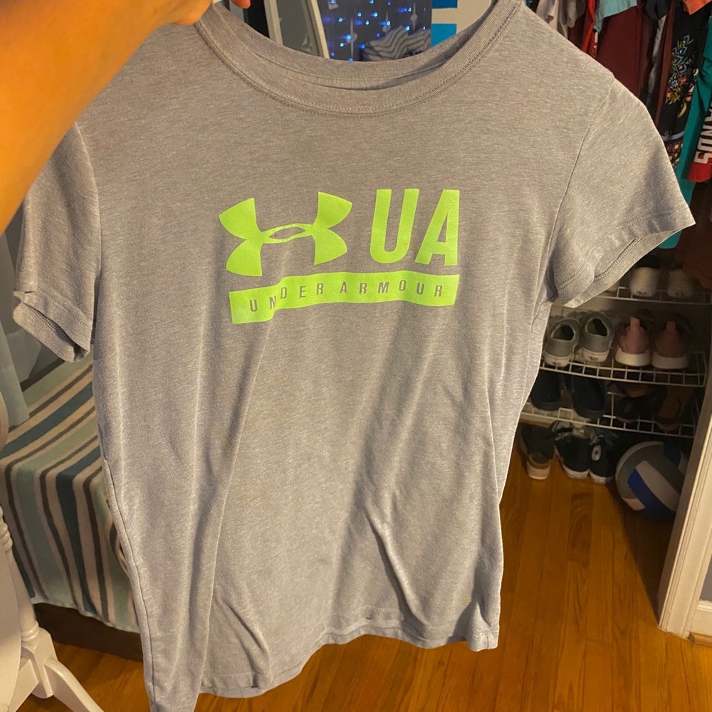 under armour grey and neon tee